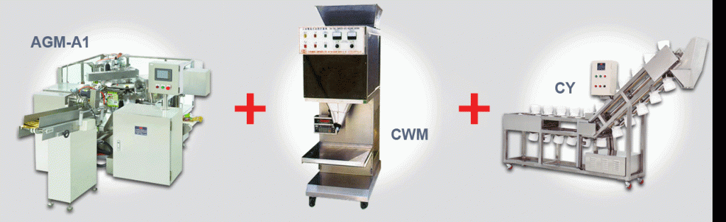 Kết hợp máy đóng túi AGM máy cân CWM và máy chiết tự động CY
