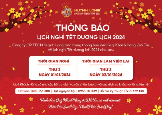 Thông báo lịch nghỉ Tết Dương Lịch 2024 công ty Huỳnh Long