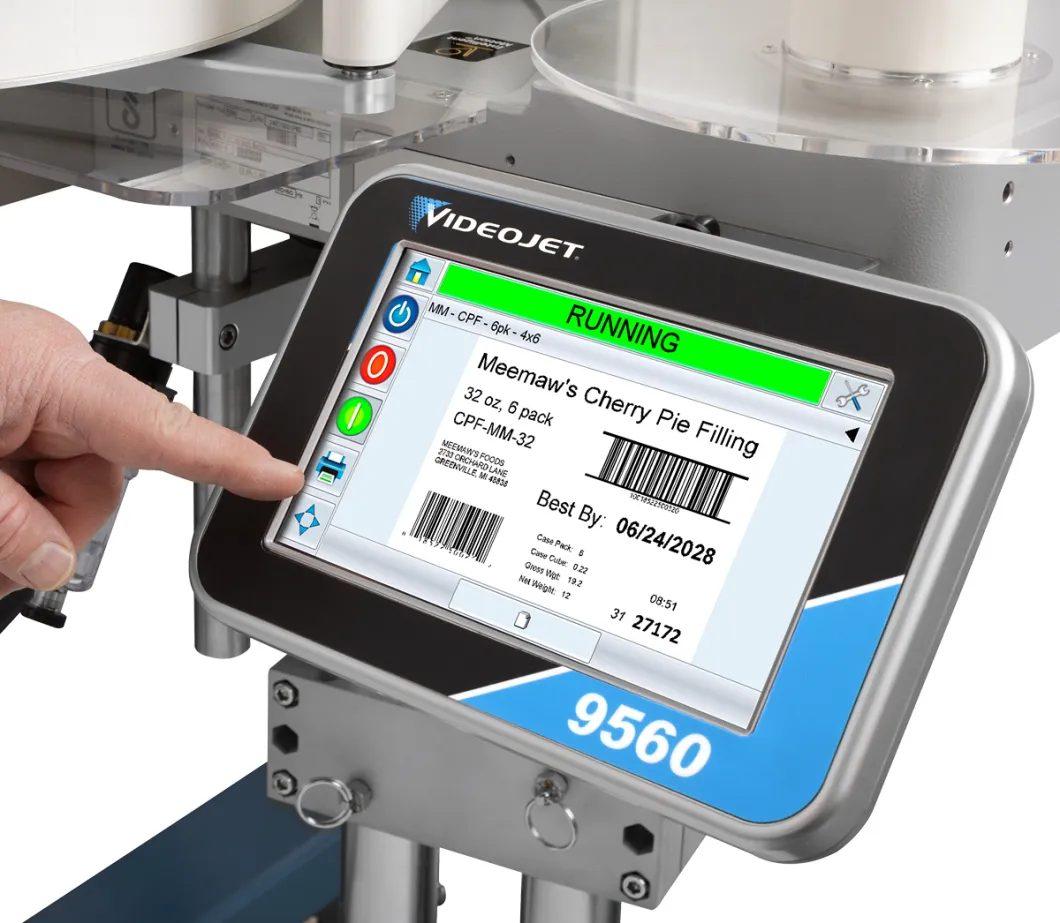 Máy in và dán nhãn Videojet 9560 8 lpa 9560 gui closeup