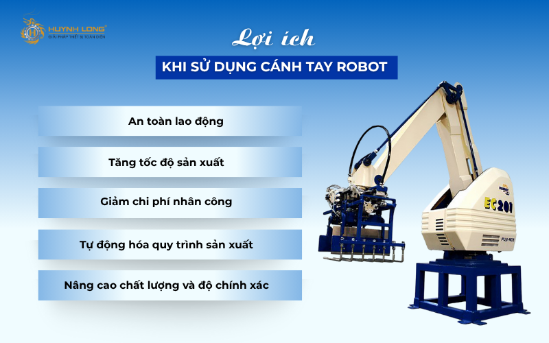 Cánh tay robot là gì? Ứng dụng của cánh tay robot trong thực tế 8 Một số lợi ích nổi bật của cánh tay robot công nghiệp giúp nâng cao hiệu suất sản xuất