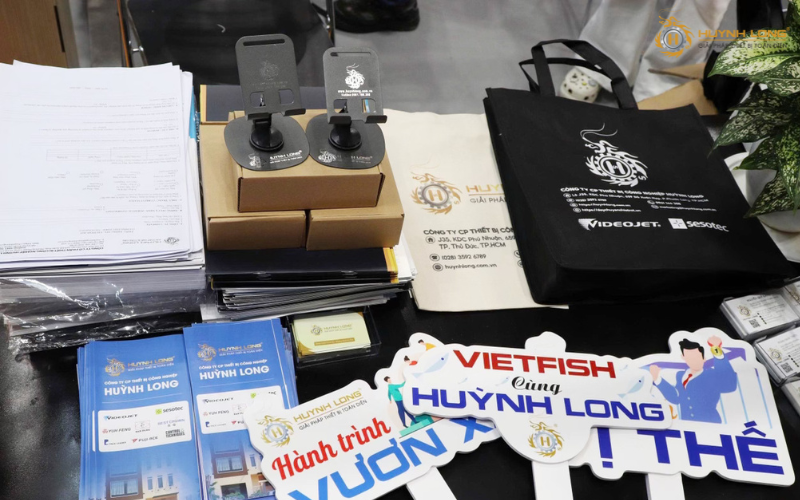 Khu vực checkin nhận quà tại gian hàng Huỳnh Long