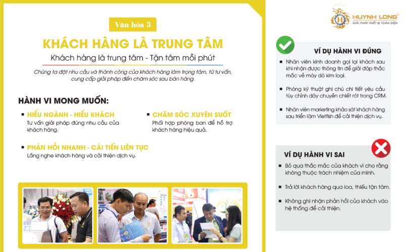 Huỳnh Long tổ chức truyền thông văn hoá nội bộ năm 2025 5 Huỳnh Long đặt nhu cầu của khách hàng làm trọng tâm trong mọi hoạt động