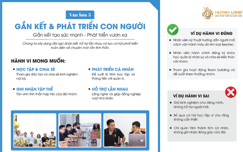 Huỳnh Long tổ chức truyền thông văn hoá nội bộ năm 2025 7 ăn hoá gắn kết giúp tạo nên một tập thể vững mạnh, cùng nhau đồng hành trên hành trình dài hạn.