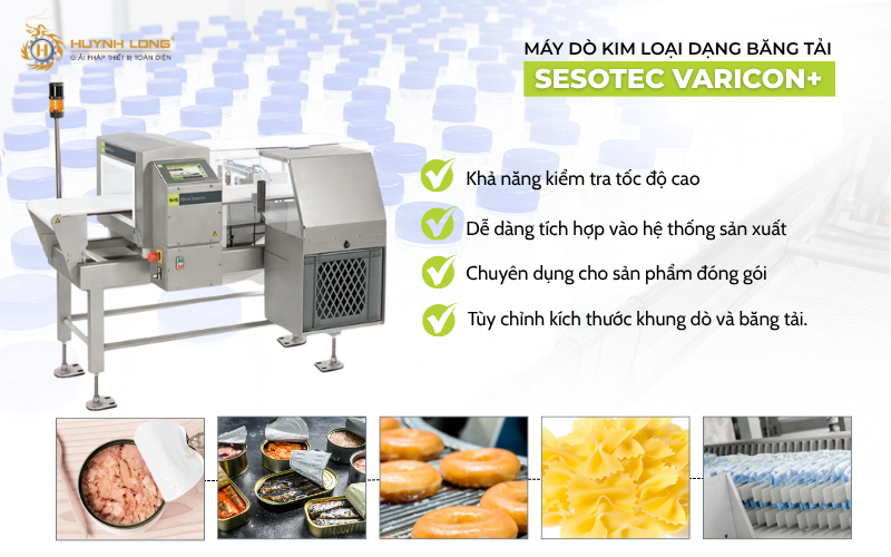 Máy dò kim loại Sesotec Varicon+ nổi bật nhờ thiết kế linh hoạt, tuỳ chỉnh kích thước khung và băng tải