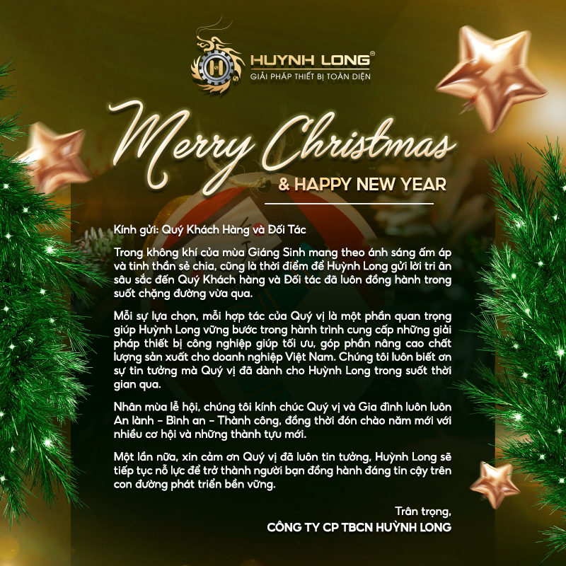 Merry Christmas & Happy New Year. Nhân mùa lễ hội, Huỳnh Long xin gửi những lời chúc, những lời tri ân đến Quý Khách hàng & Đối tác