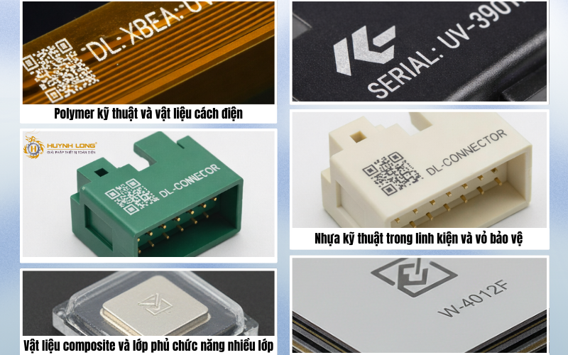 Máy khắc laser UV trong ngành điện tử - bán dẫn cho hiệu quả tốt với các nhóm vật liệu trên. 