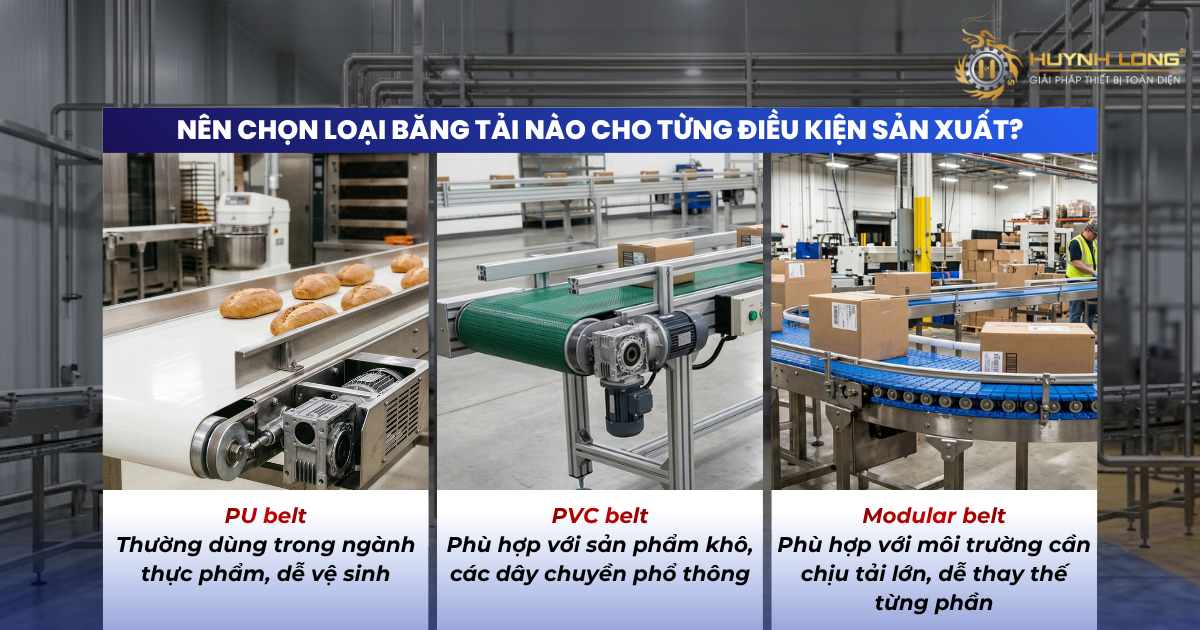 Băng tải máy dò kim loại: Những điều cần biết trước khi lựa chọn 3 Mỗi loại belt sẽ phù hợp với từng điều kiện sản xuất, tốc độ vận hành và yêu cầu vệ sinh khác nhau.