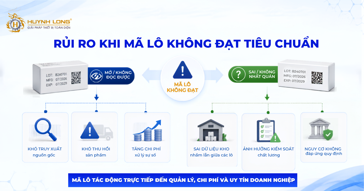 Tiêu chuẩn in mã lô trên bao bì dược phẩm cần biết 3 Rủi ro khi mã lô không đáp ứng tiêu chuẩn