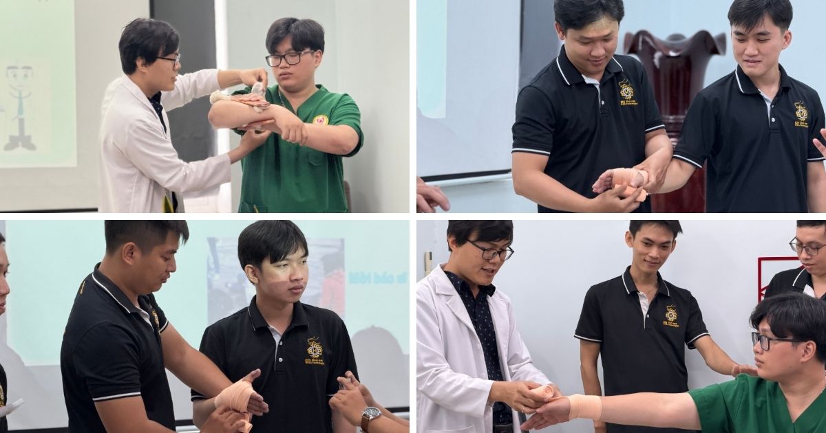 Nhân viên thực hành sơ cấp cứu khi gặp sự cố
