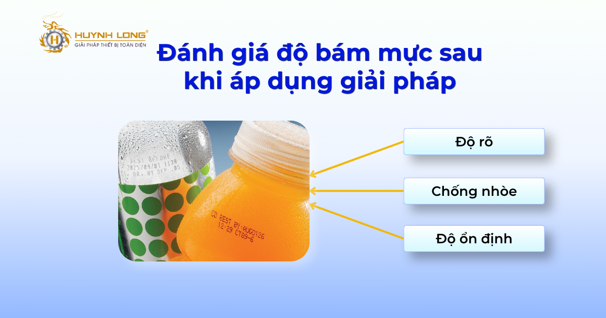 Cải thiện độ bám mực trên chai nước ngọt đọng sương 4 Đánh giá độ bám mực sau khi áp dụng giải pháp