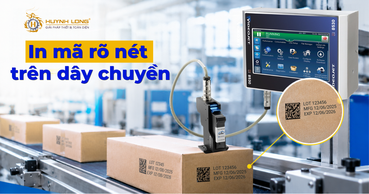 Videojet 8530 và Wolke m620 in mã rõ nét trên dây chuyền